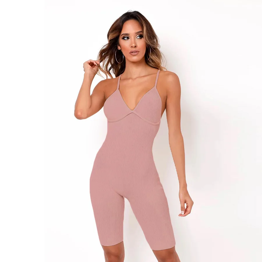 Hot Sale Hot Sexy Jumpsuit Women Feminine Solid Color Mid-waist Sports Adult  Cropped Pants Women Clothing In Bluk Jumpsuit