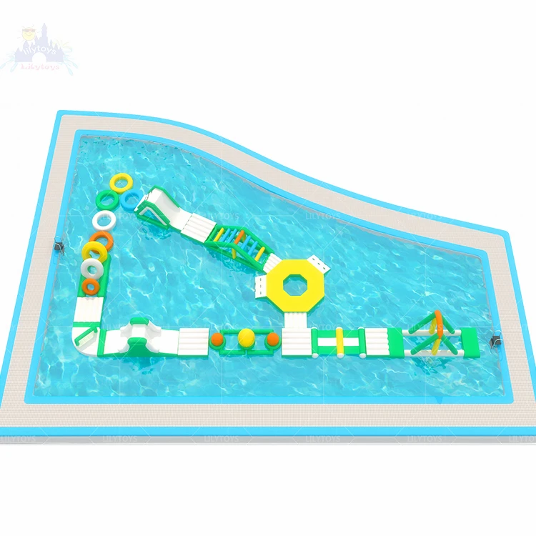 Commercial Inflatable Aqua Park for Hotels and Resorts with Water Play Areas, Obstacle Courses, and Games