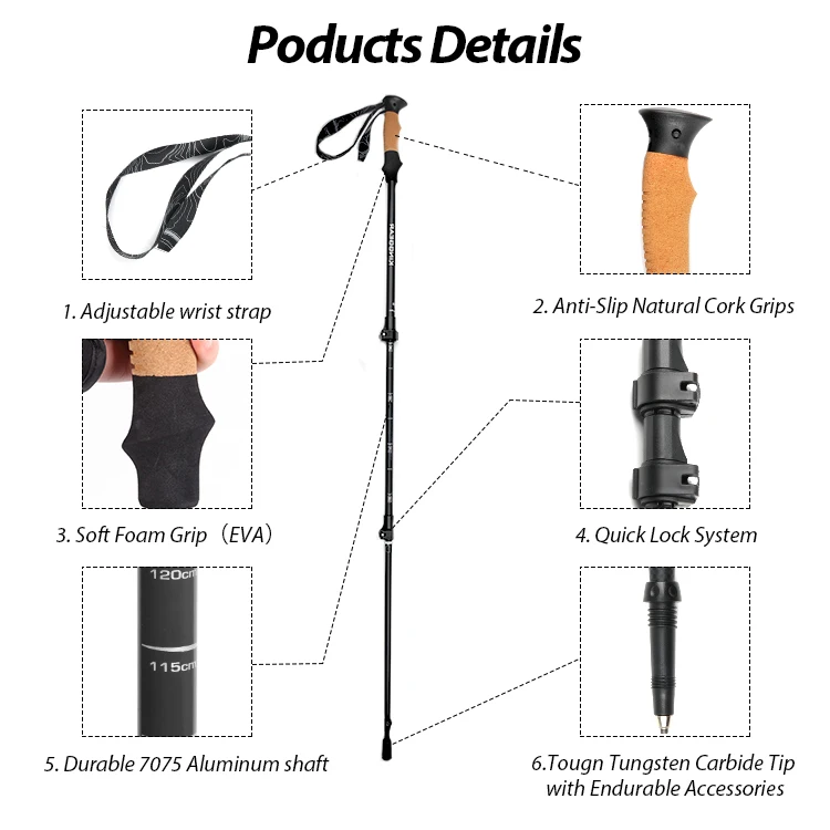 Kinggear новый дизайн 3 физиотерапевтическое оборудование телескопа Алюминий 7075 с углерода текстурная поверхность треккинговые