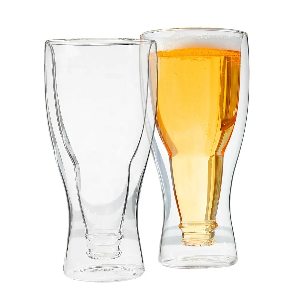 
Handmade Borosilicate Cold Resistant Double Wall Glass Beer Cup 