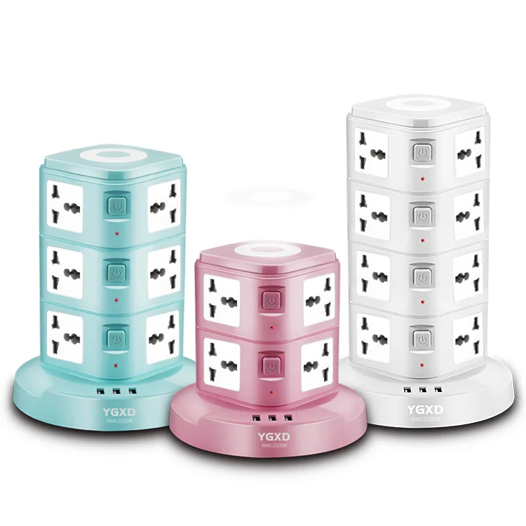Tower Universal USB socket night lamp power strip  socket extension socket with usb