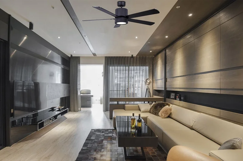 52 inch Modern Air Cooling Fan Home Decorative Matt-Black/ORB LED Ceiling fan with 5 Plywood Blades, include Wall Control