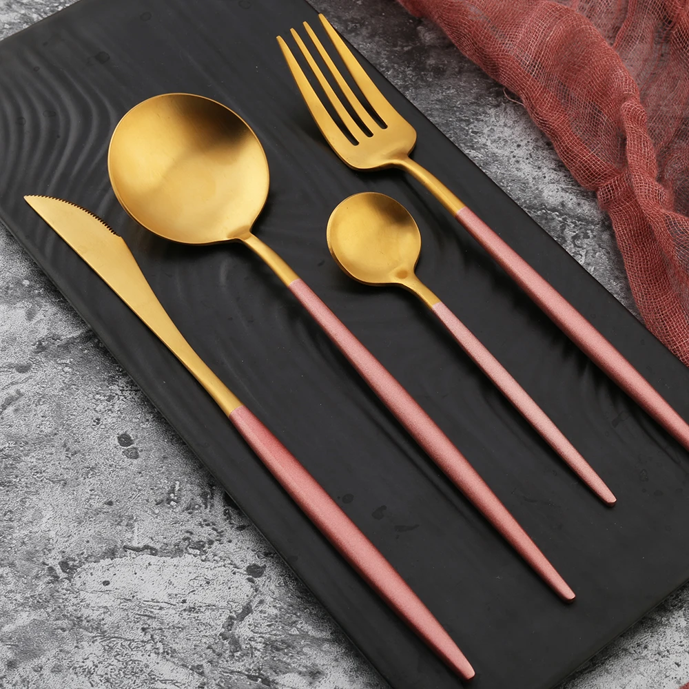 Custom stainless steel flatware spoon fork knife 4 pieces cutlery set