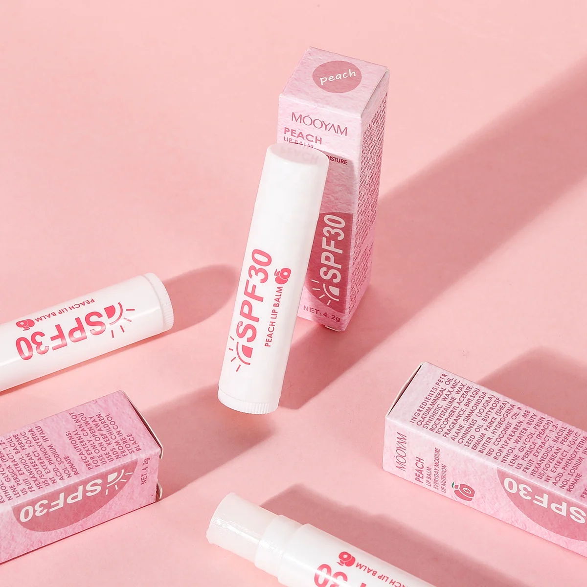 Peach Lip Balm Private Label Natural Lip Butter Balm Long Lasting Moisturizing Mini SPF Pink Lip Balms