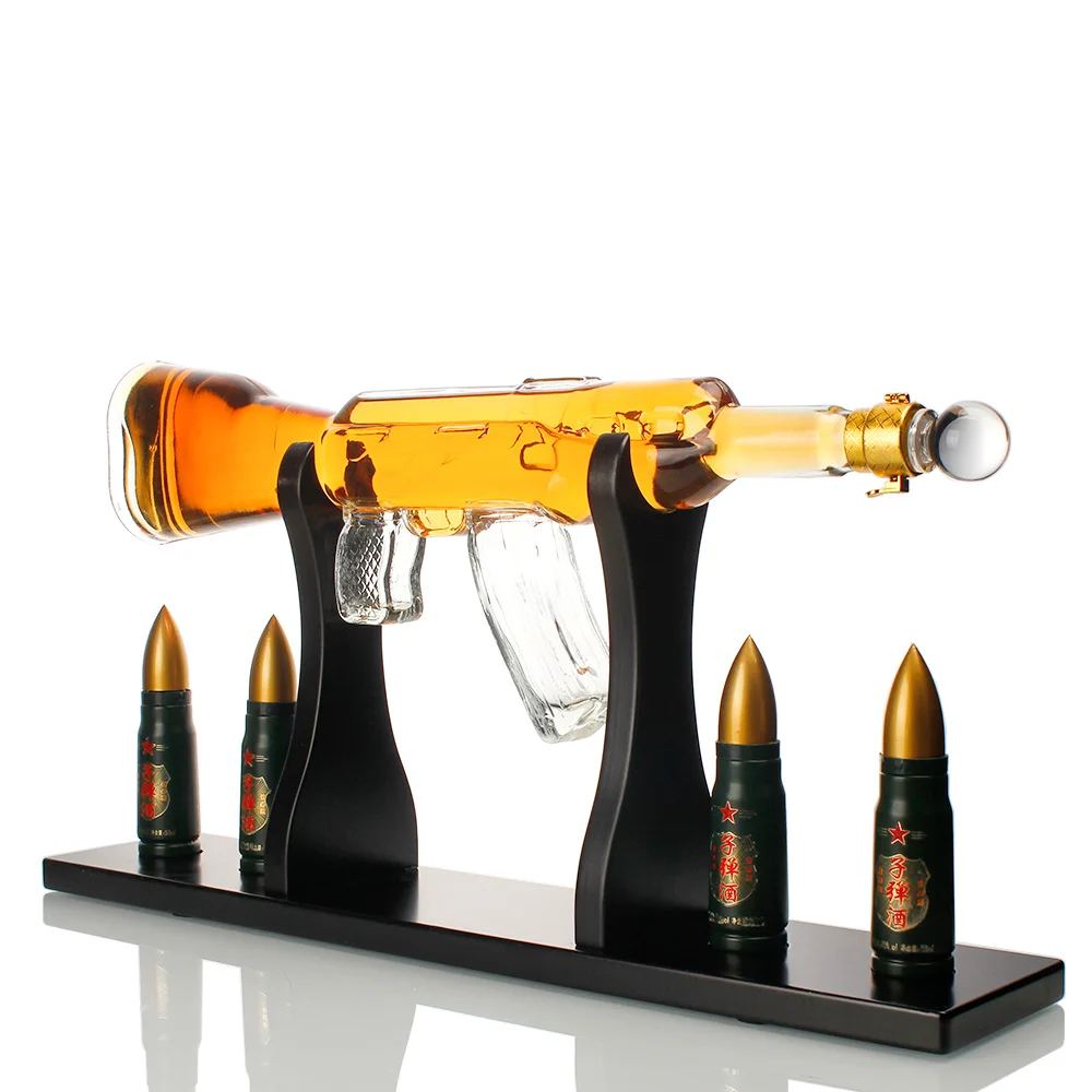 AK47 Gun Shape Borosilicate Glass Bottle With Bullet Drink Bottle whiskey  decanter gun shaped alcohol bottle