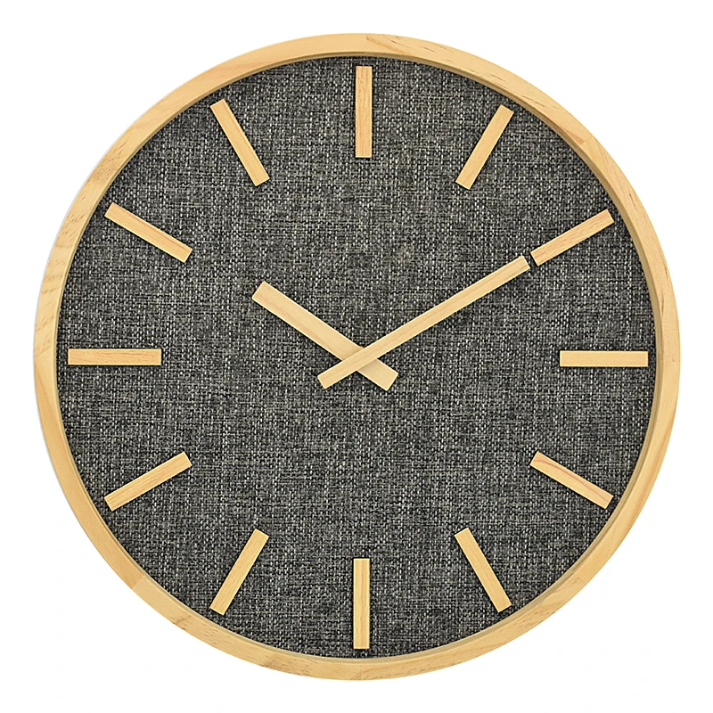 14 inch wall watch creative design burlap wood frame wall clock