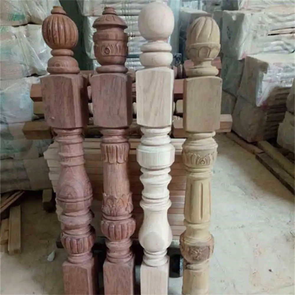 Modern Indoor Outdoor Decorative Brackets Stage Solid Wood Balustrades Railing Handrails Sale Wooden Pillar Piece