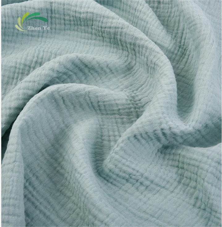 Factory Hot Sale Pure Cotton Double Face Double Gauze Wrinkle Muslin Organic Fabric For Baby Waddle Pajama Hometextile Swaddle