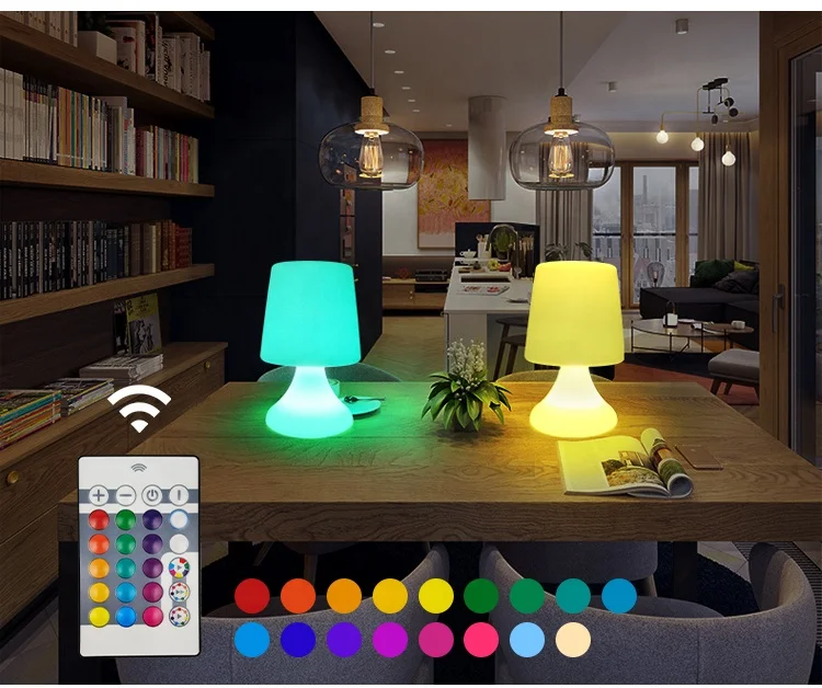 IP44 Waterproof 17 Colors PE material magnetic USB rechargeable LED table lamp RGBW decoration night light for bedroom