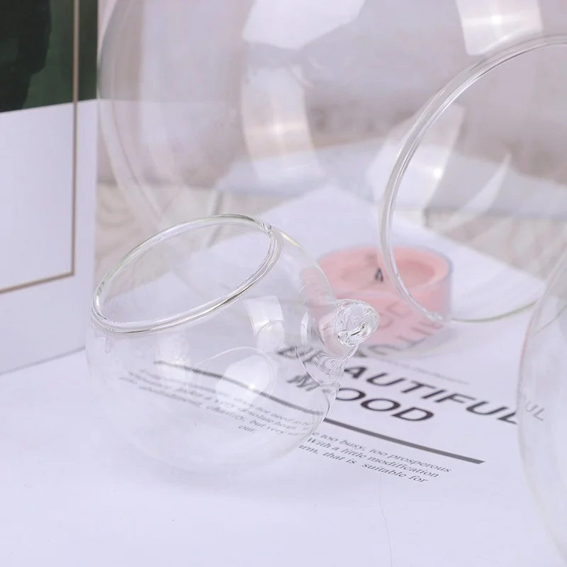 Factory Wholesale In Stock Cheap Clear Glass Xmas Ball Tealight Holder/Ball Pendant Tealight Holder/Ball Candle Holder for Home