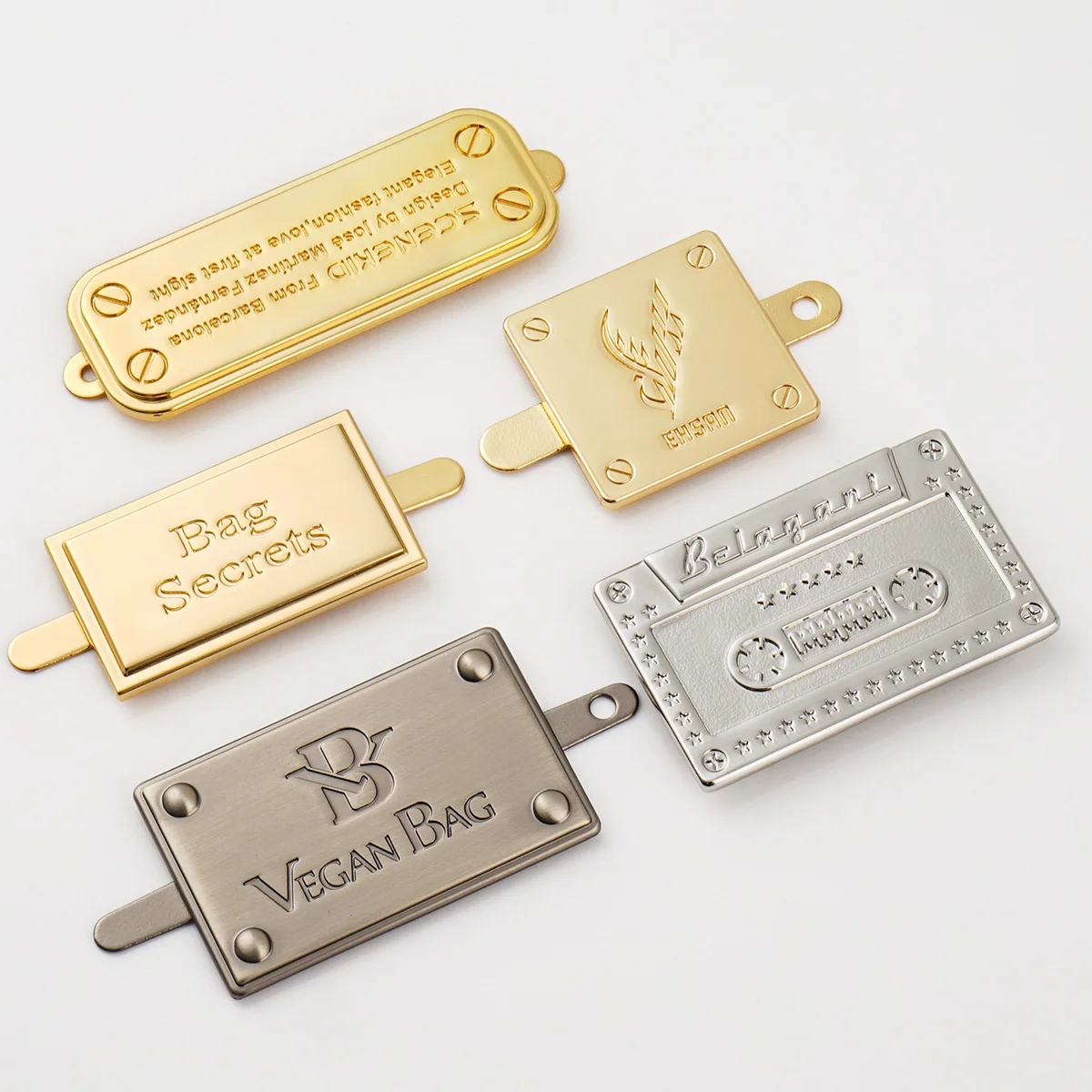 Custom Engraved Logo Metla Name Plate Tag with 4 Rivets