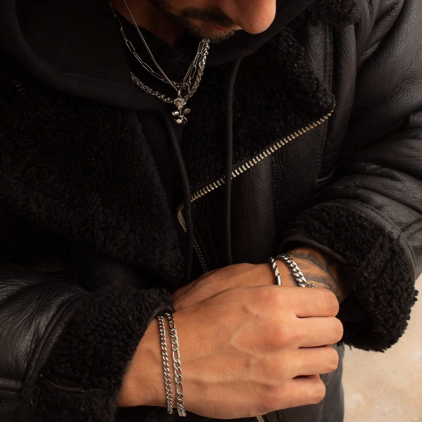 Fashion Hot Sell 18k Gold Plated Figaro Chain 4mm Bracelet Jewelry Thin Stacking Men Stainless Steel Bracelet