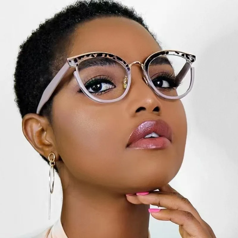 2023 Newest TR90 artsy flat light mirror metal ring glass women fashion personality INS anti-blue  optical glasses