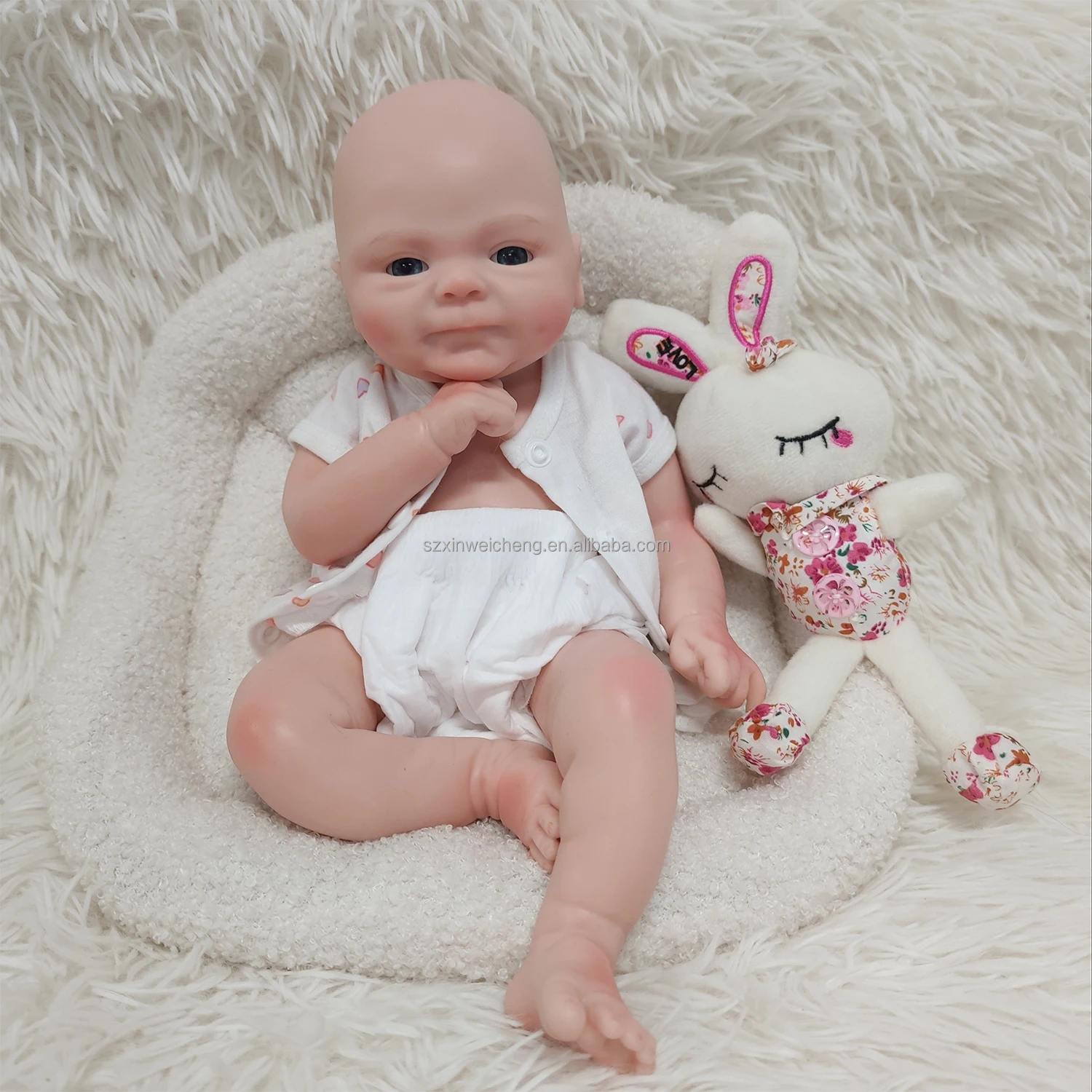 Wholesale 16inch Reborn Full Silicone Dolls Realistic Mini Newborn Smile Baby Toys Washable Collectibles