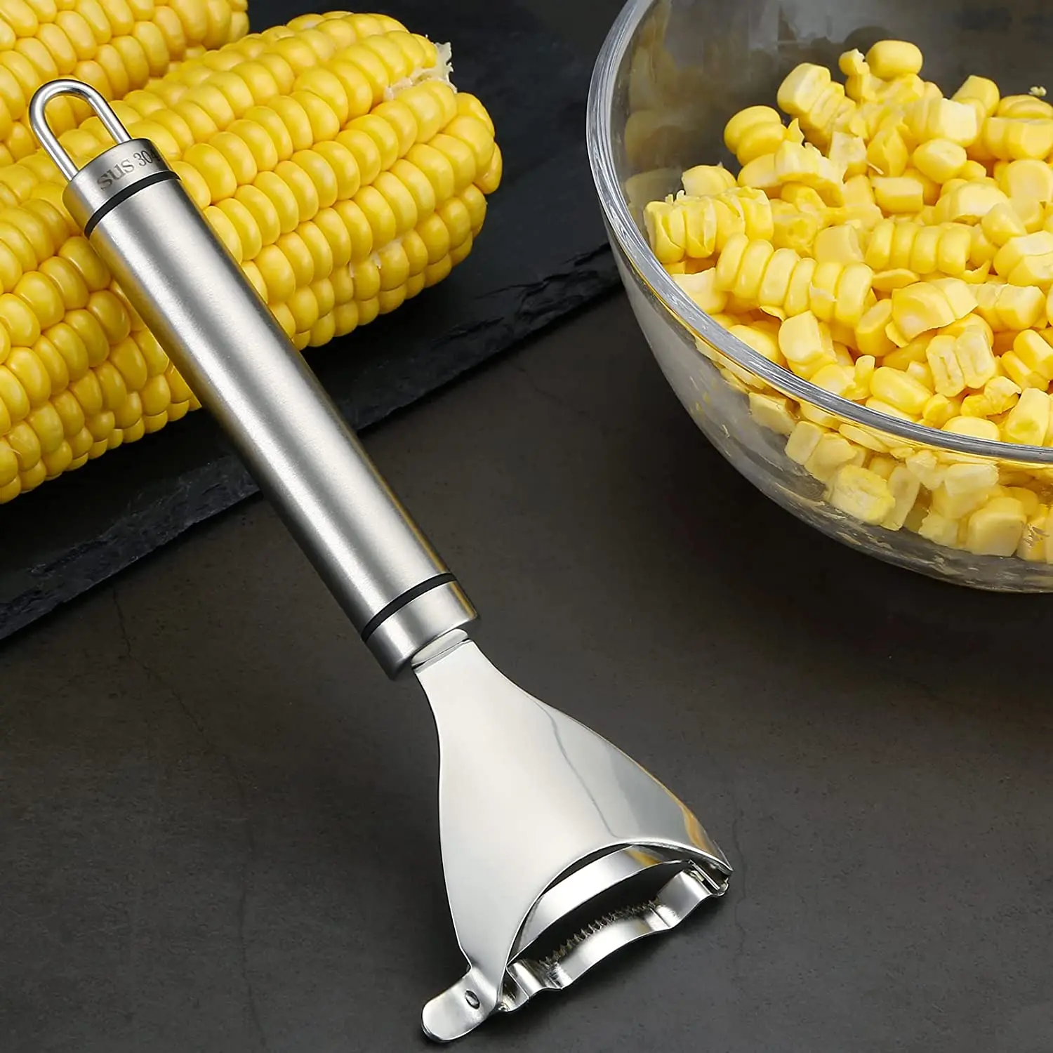 Corn Peeler Stainless Steel Corn Removes Cob Stripper Tool Thresher from the Cob Kitchen Gadget