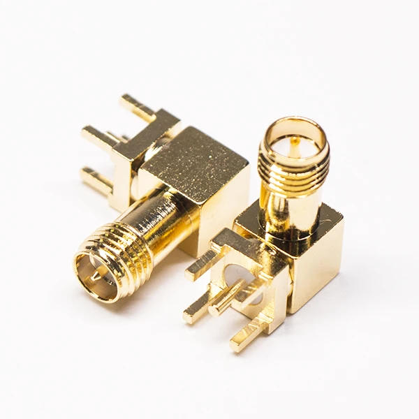 SMA Right Angle Male Coaxial Connector for Panel Mount Four Hole Flange 50 Ohm
