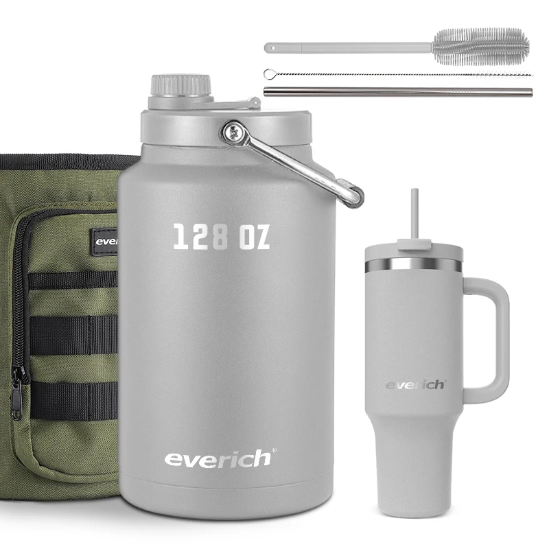 1 галлон кувшин 128 унций большой емкости из нержавеющей стали изолированные бутылки для воды Пиво гроулер кувшин с ручкой Крышка Открытый лагерь