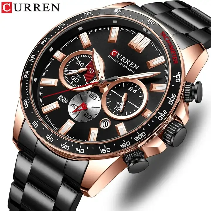CURREN 8418 Man WristWatch Waterproof Chronograph Men Watch Military Green Top New Luxury Stainless Steel Sport Male Clock