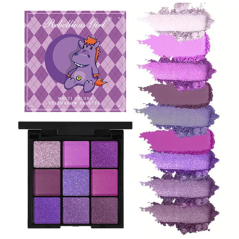 Wholesale Cosmetics Smoke purple lace 9 colors eyeshadow palette cosmetics waterproof eyeshadow tray makeup