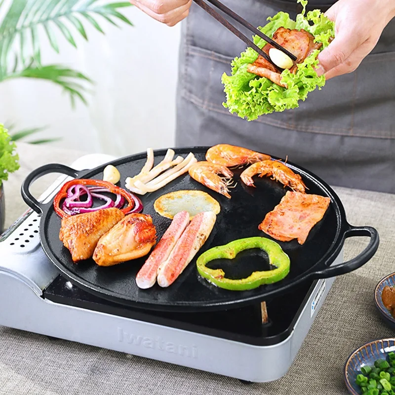 Pre Seasoned Cast Iron 12.5 inch Crepe Pan Kitchen Pancake Pizza Cast Iron Fry Pans