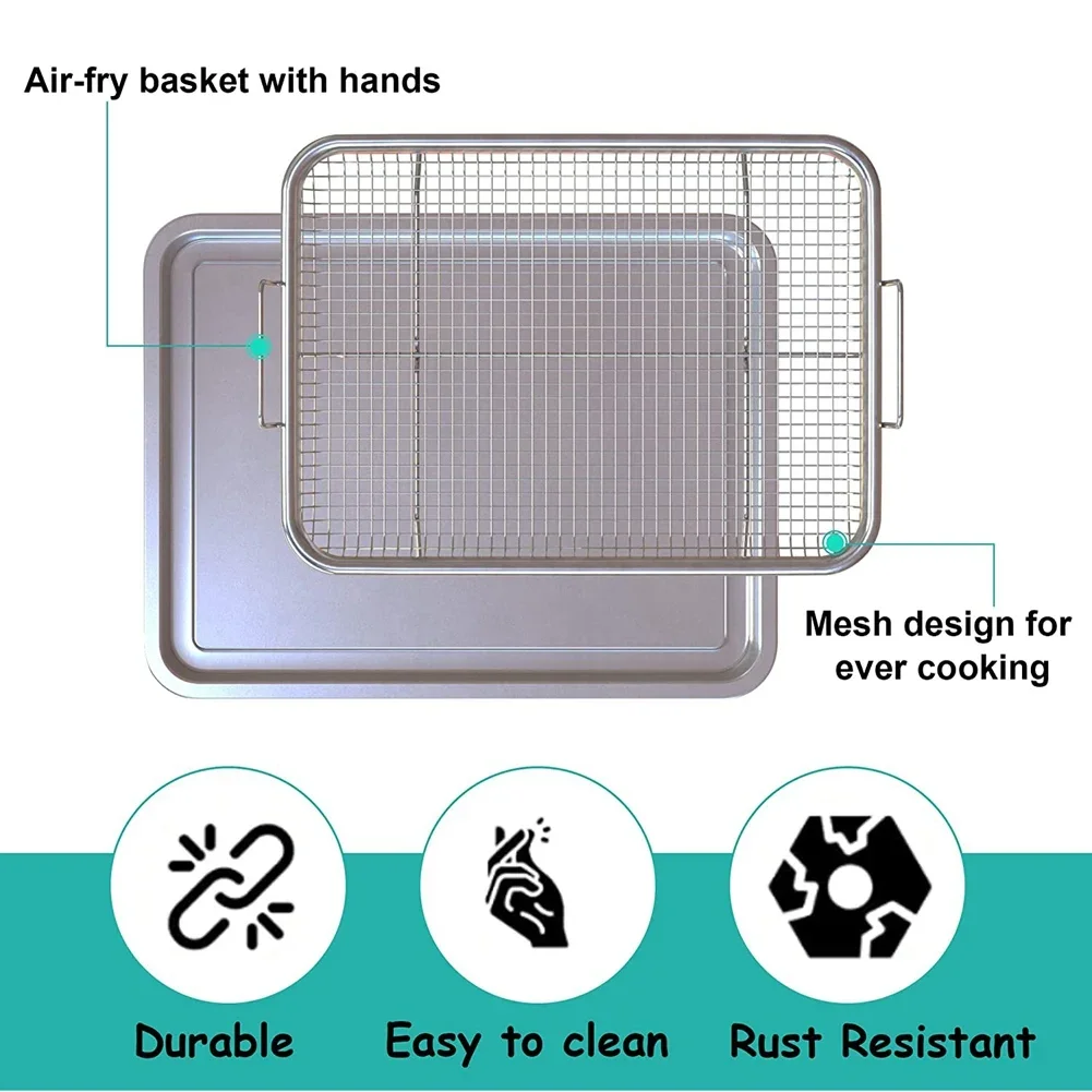 Deluxe Air Fryer Basket For Oven With Stainless Steel Crisper Tray Non-stick Mesh Basket Set Home use Baking Pan