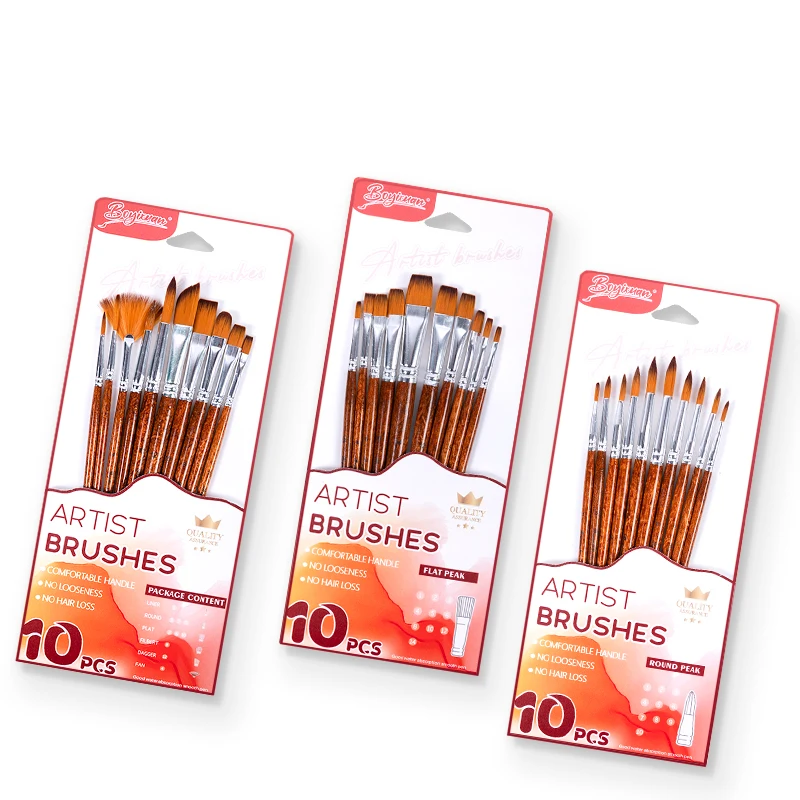 Art Painting Brushes Acrylic Artist Brush Wooden Handle Artist Paint Brush With Soft Nylon Hair