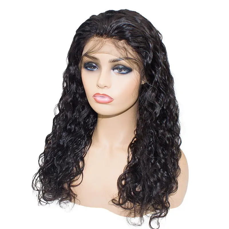 Guangzhou Guarantee Brazilian Water Wave Lace Front Human Hair Wigs  With Baby Hair No Tangle No Shedding