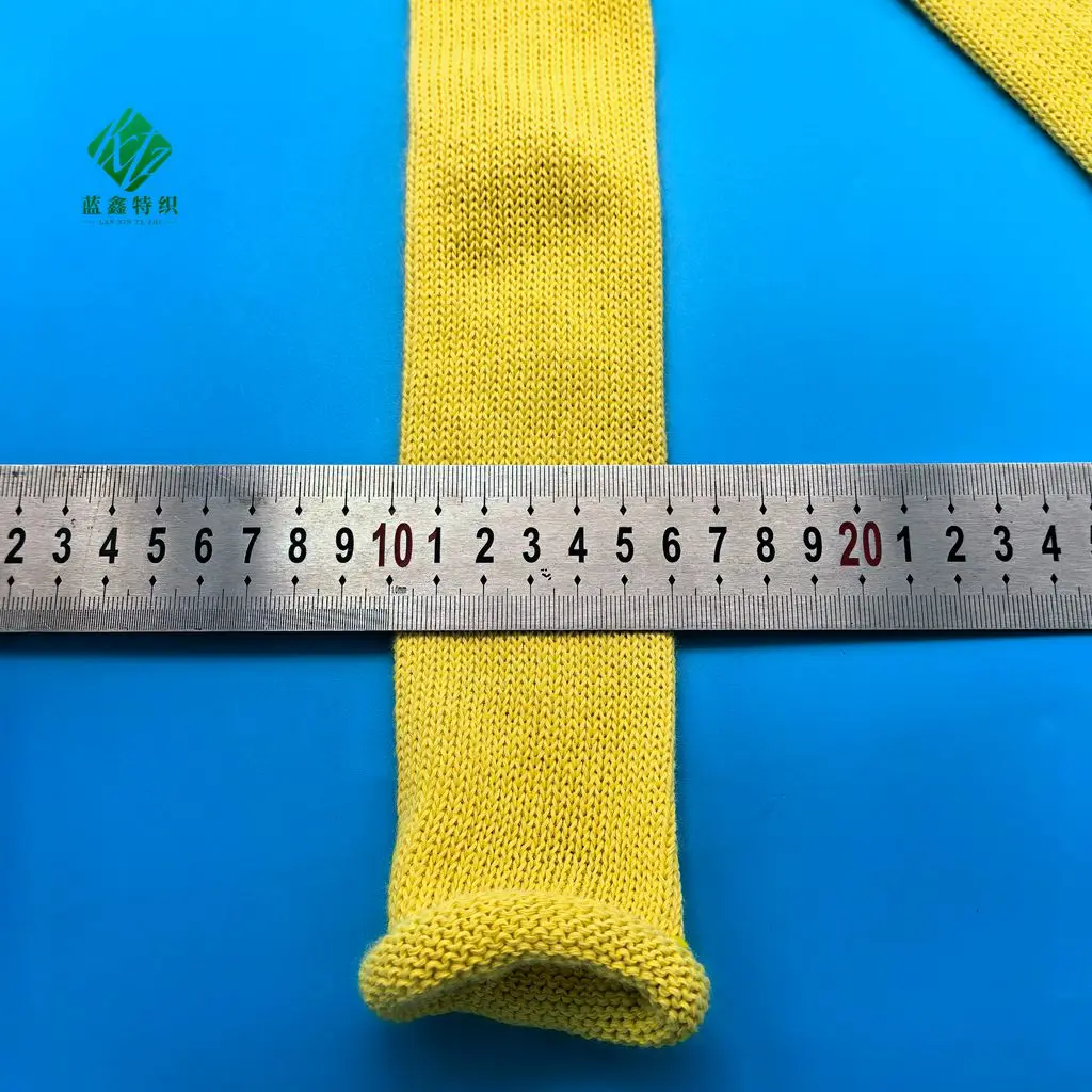 Diameter 60mm High Temperature Resistant Aramid Kevlar Fiber Sleeve High Strength Aramid Knitting Sleeve Anti Cut Heat Resistant