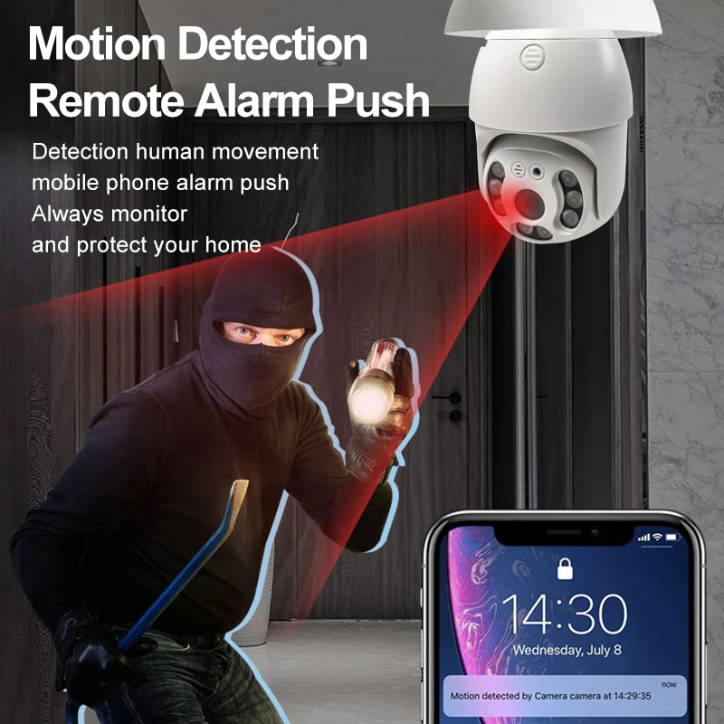 E27 interface led bulb type dome ptz camera 1080P smart IP bulb cctv camera tuya price 360 night wifi light bulb with camera