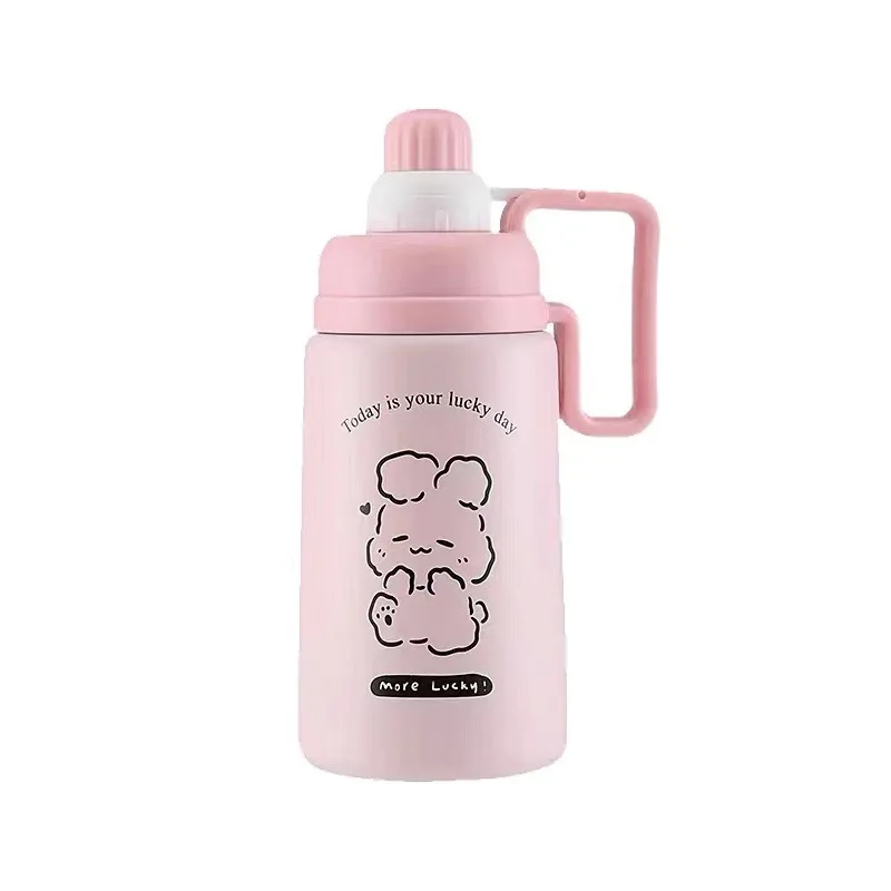 800ml  Portable Jug Stainless steel Fitness Water bottle With Big Handle Customized Logo Water Bottle Outdoor