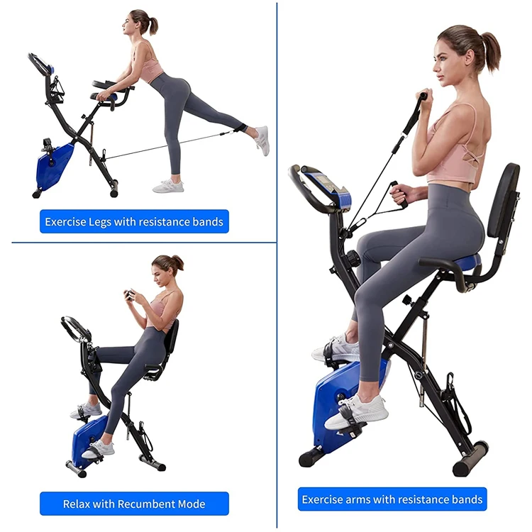 Zoshine Fitness Bike For Home Exercise Bike and Upright Indoor Cycling Bike Position Foldable Stationary  Machine