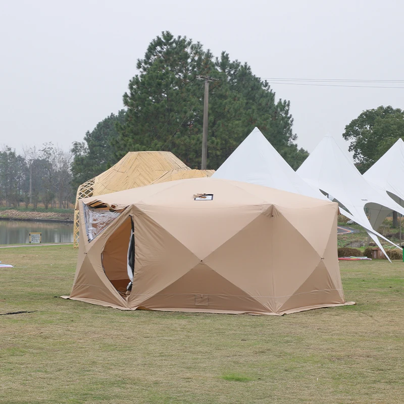 8-Person HUB Structure Automatic Ball Tent Winter 300D Oxford Cloth Camping Tent for Ice Fishing