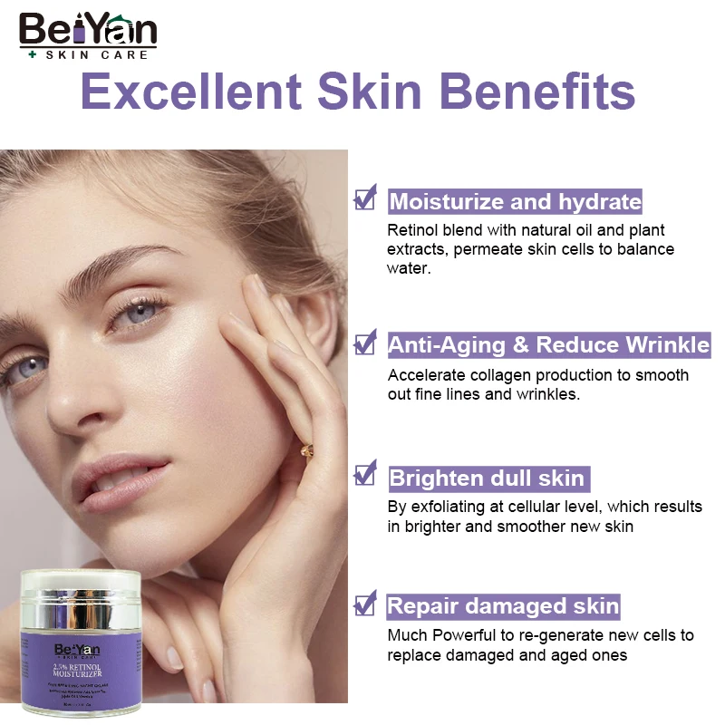 Private Label Retinol Cream Moisturizing for Face Dark Spot Acne Scar skin Whitening Glowing Retinol Moisturizer Cream Bakuchiol