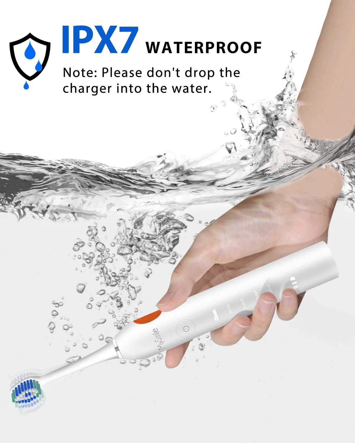 Sonic Powerful Electric Toothbrush with Timer Accepted Rechargeable 5 Modes 3 Cleaning Replacement Heads