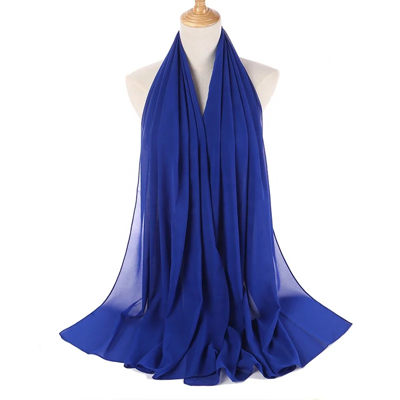 Wholesale Turkey Monochrome Chiffon Large Size Scarf Islamic Muslim Malaysian Women Wrap Hijab Shawl Instant Scarf