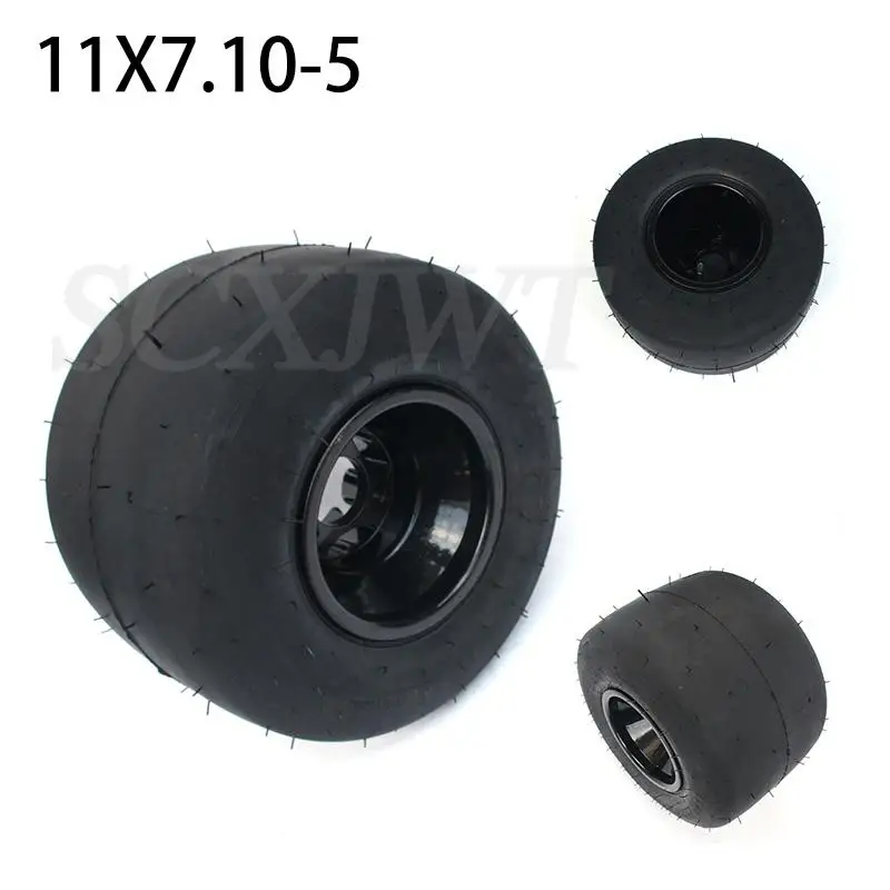 11x7.10-5 5 Inch Racing Rear Wheel Tire with Alloy Aluminium Rim Fit For 168 Go Kart Buggy DIY ATV Quad Scooter Bike Parts