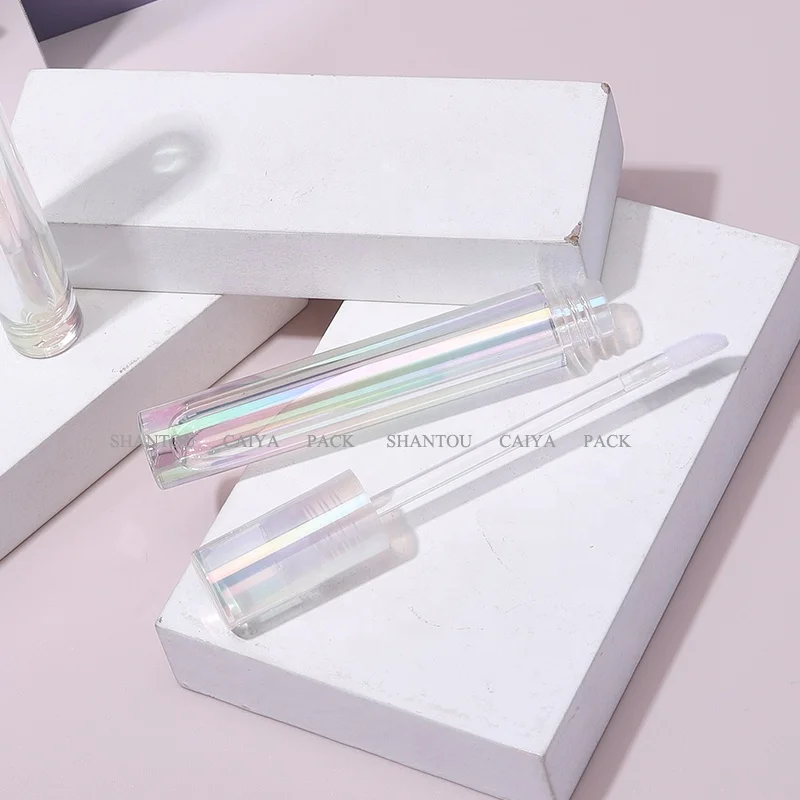 CAIYA wholesale OEM 3ml new unique round cylinder empty full transparent clear lip gloss tubes lip balm tint bottle packaging