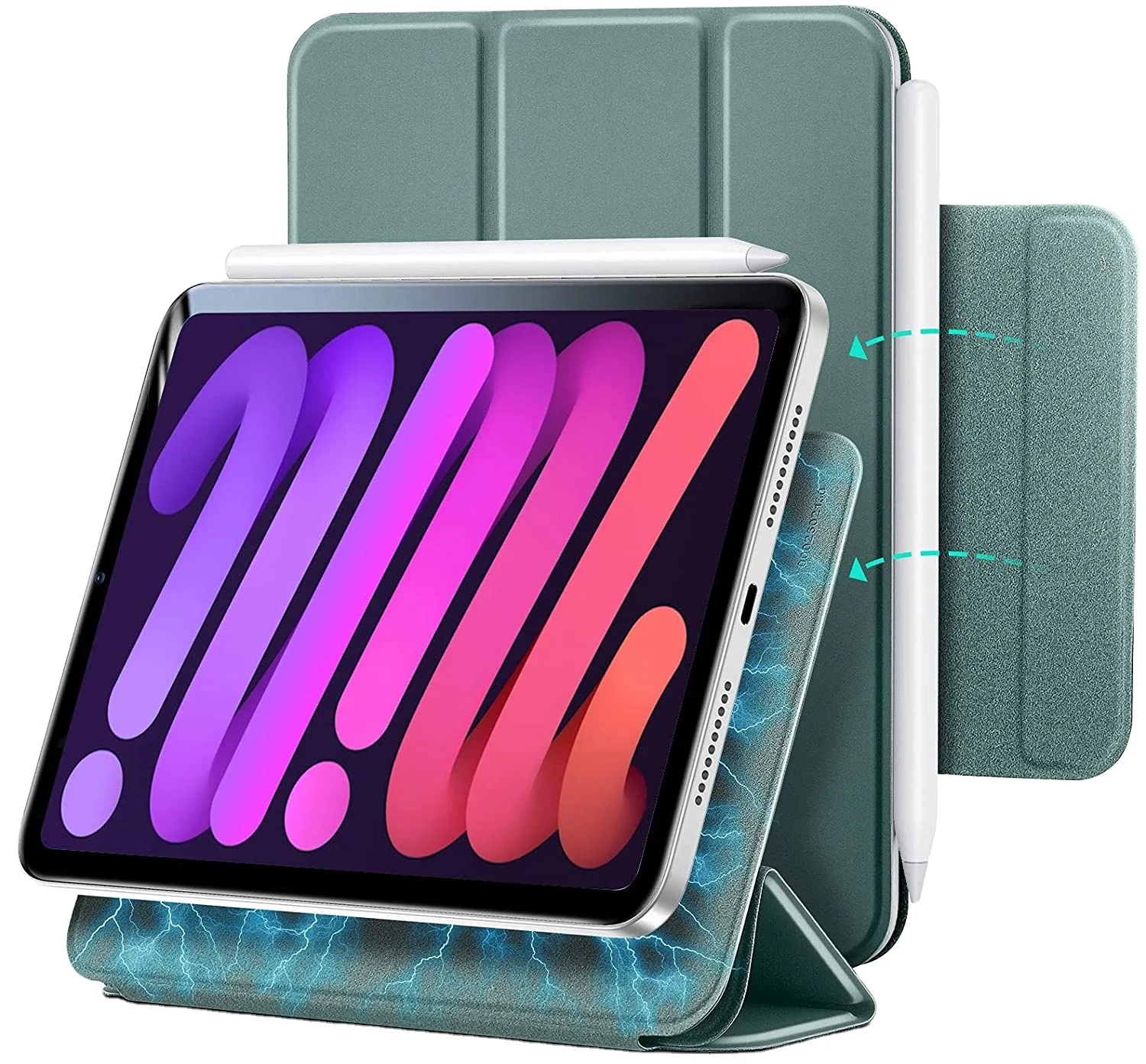 Smart Trifold Flip Case for Apple iPad Mini 6 Case Soft Flexible Support Pencil Charging  Magnetic Buckle Accept ODM/OEM case