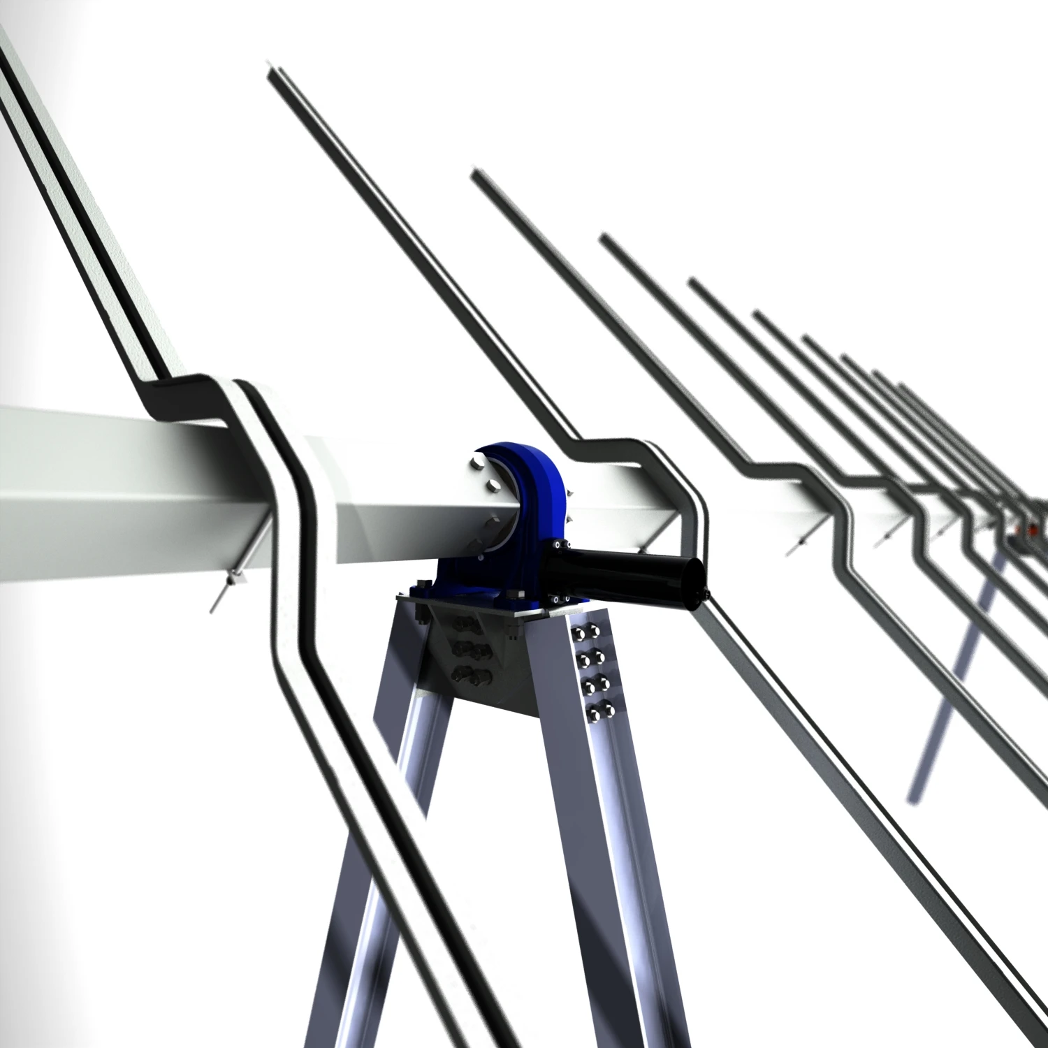 New Self-Balancing Single Axis Solar Tracker With A Type Strut And Arch Purlins By Slewing Drive Suit Bifacial Panels