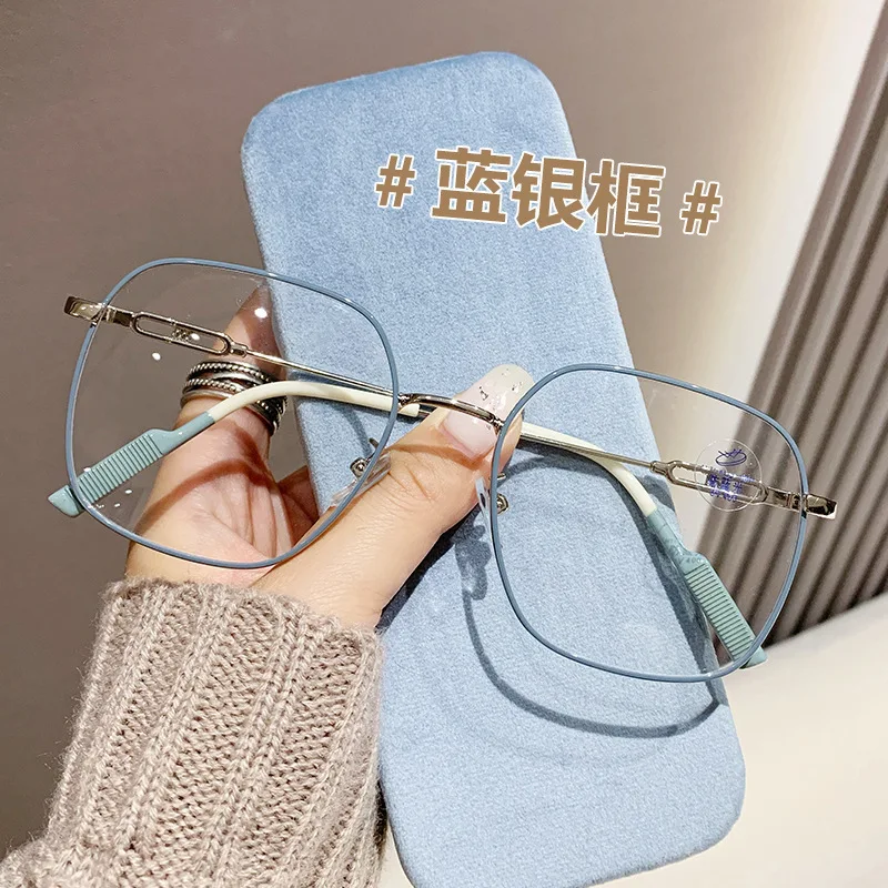 Oversized Eyewear Anti Blue Light Filter Eyeglass Square Metal Frame Blue Light Blocking Eye Glasses Eyeglasses
