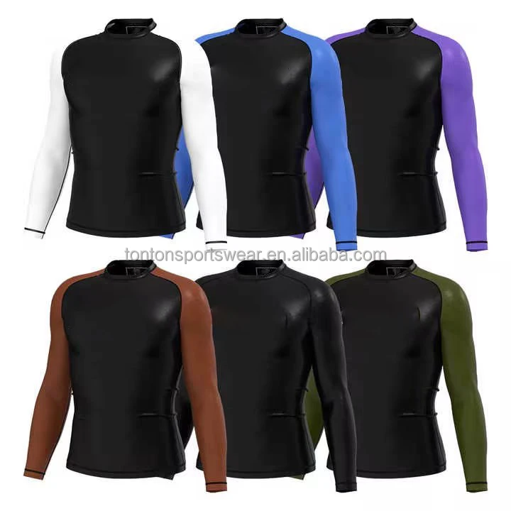 Оптовая продажа индивидуальный логотип компрессионный Рашгард с длинным рукавом для подводной охоты бокса тренировки джиу-джитсу