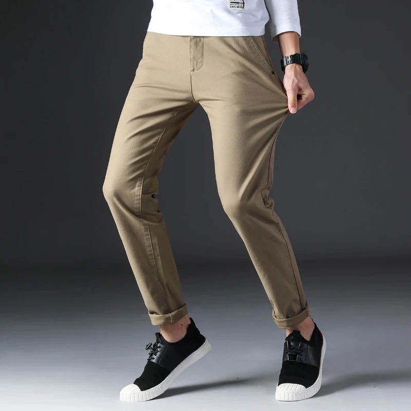 Custom OEM ODM brand casual classic cotton soft light slim fit straight men dress chino khaki trousers pants