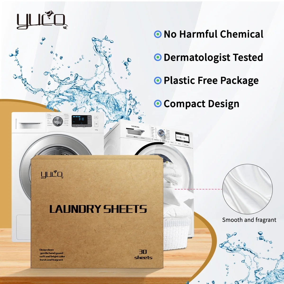 Hypoallergenic Fresh Linen Fragrance Laundry Detergent Sheets Eco Friendly 30 Loads Washing Detergent Strips