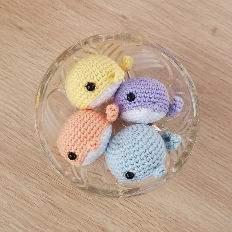 Mini Whale Amigurumi Tiny Crochet Whale Crochet Stuffed Tiny Animal Toys