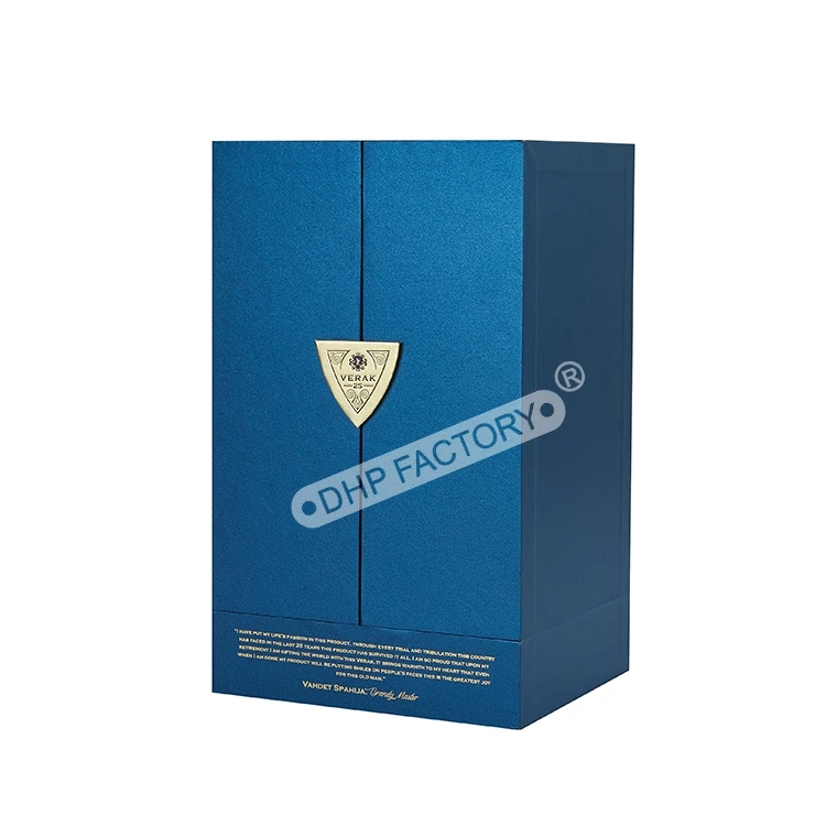 Custom Cardboard Silver Foiled Whiskey Wine Gin Brandy Alcohol Packaging Magnetic Flap Liquor Bottle Boxes With Tray