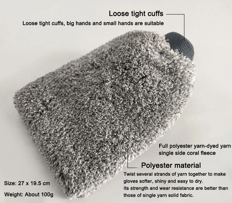 Custom Car Wash Mitt Auto Detailing Microfiber Car Cleaning Wash Mitt Glove Coral Car Wash Mitt