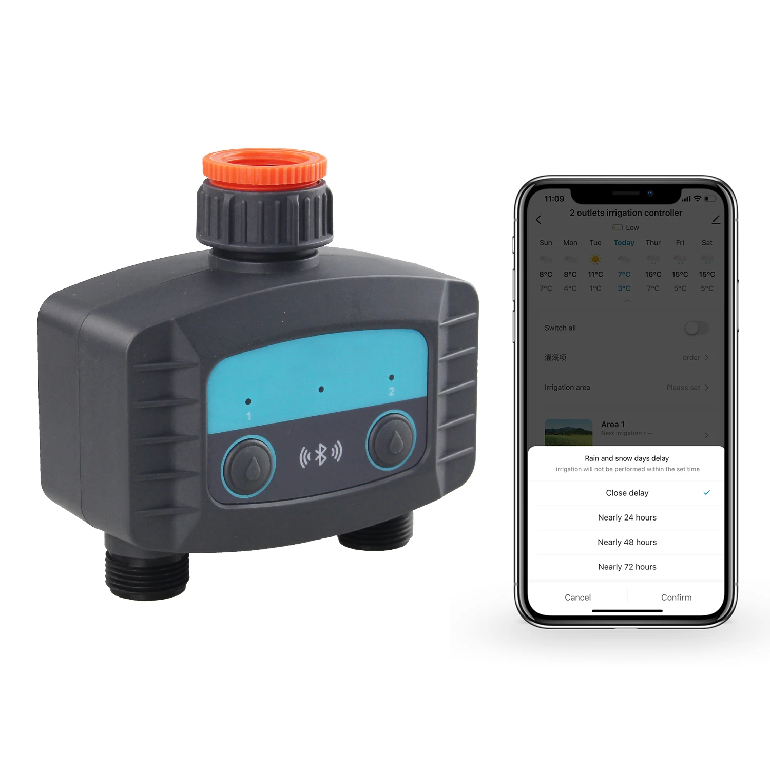 Intelligent Smart Automatic agriculture Wifi BT Water Timer Two outlets Garden Drip Irrigation sprinkler Controller systems