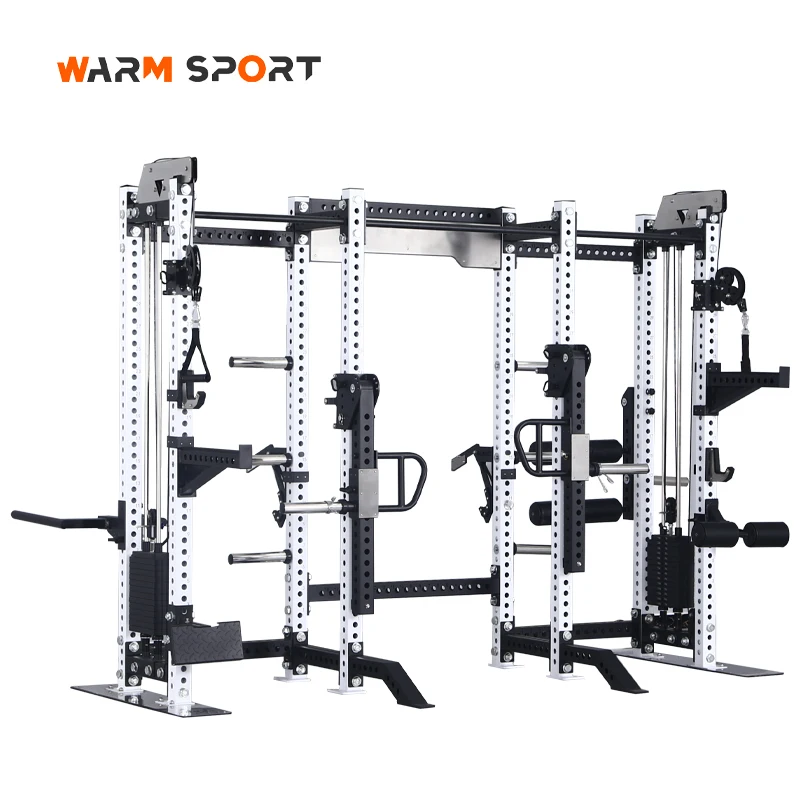 Manufacturers Commercial All-In-One Multi Function Smith Machine Station Cable Crossover Squat Rack With Adjustable Arms