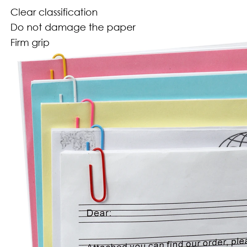 Foska 28mm round Color office Plastic Paper Clip Stationery Paper Clips Customs For Office Color assorted Paper Clips for school