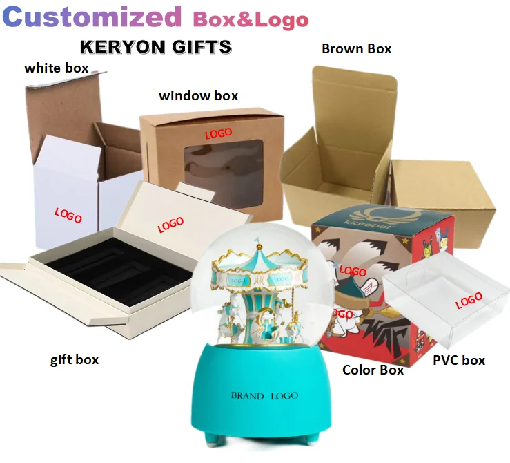 Custom logo gifts Resin Souvenir Water Globe luxury snow ball Music Automatic Snow Functions carousel horse Snow Globe with logo